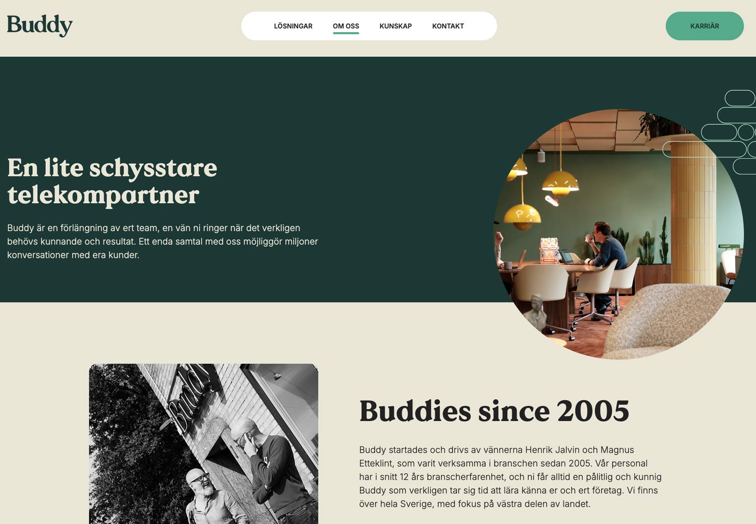 Om oss-sidan på buddy.se