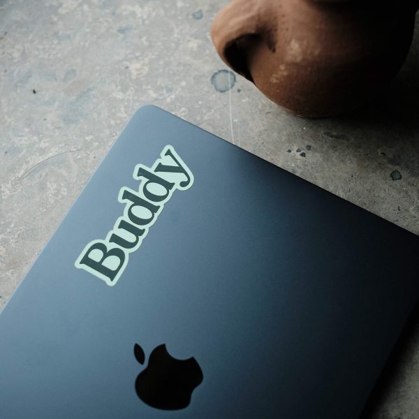 Laptop med Buddy:s logotyp