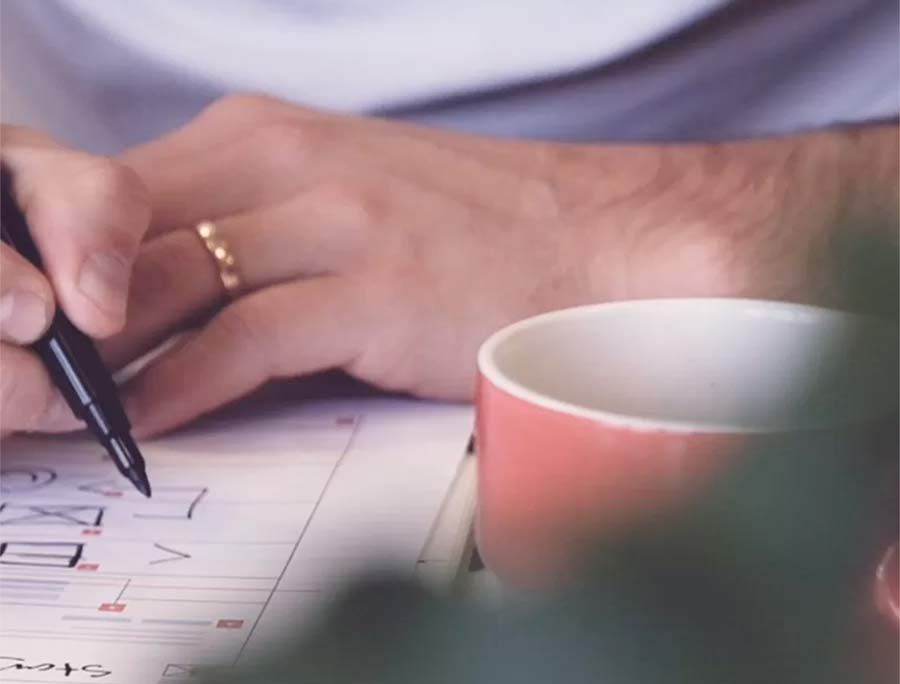 skissar på wireframes